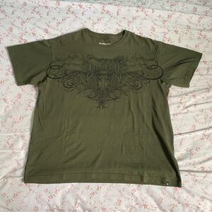 Y2k khaki Hurley graphic t-shirt